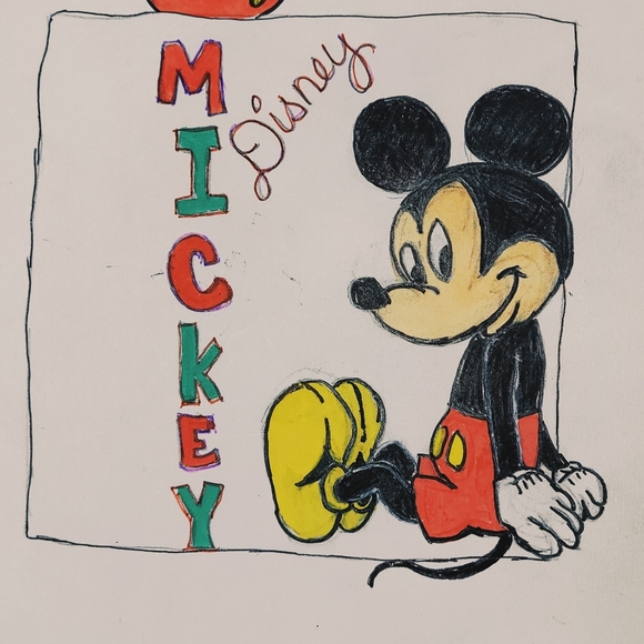 8x10 inches Mickey Drawing (sheet of paper only) - Picture 2 of 3